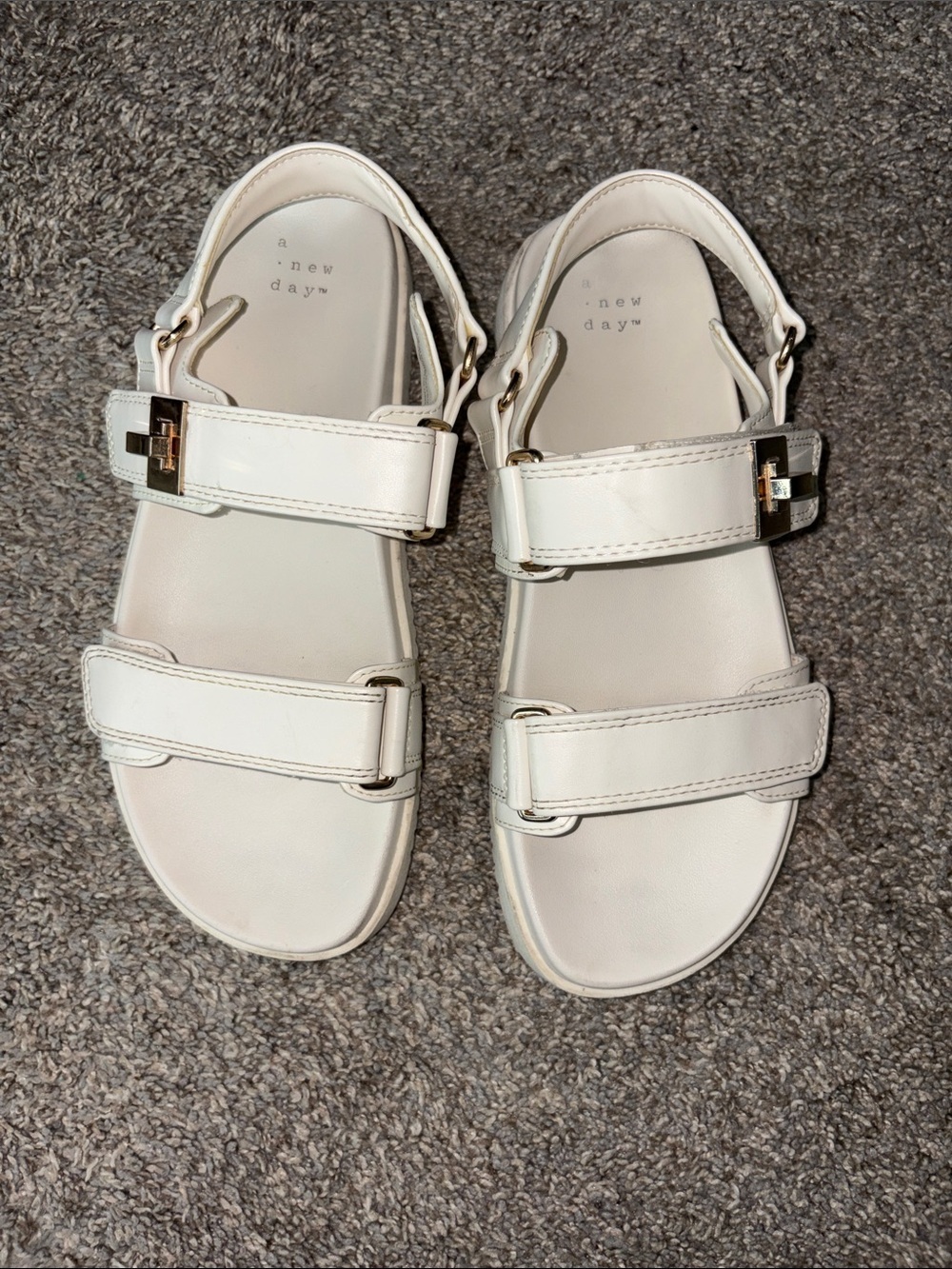 a new day Creamy White Strappy Adjustable Buckle Sandals